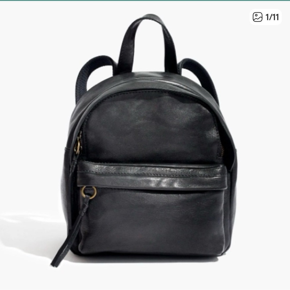 Madewell Mini Lorimer Black Leather Backpack